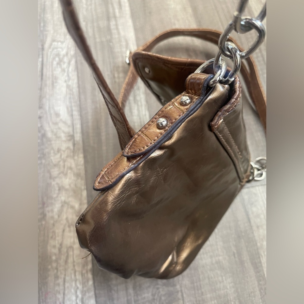 STRADA Italy gold metallic bronze crossbody bag resort boho western whimsical - Picture 7 of 9